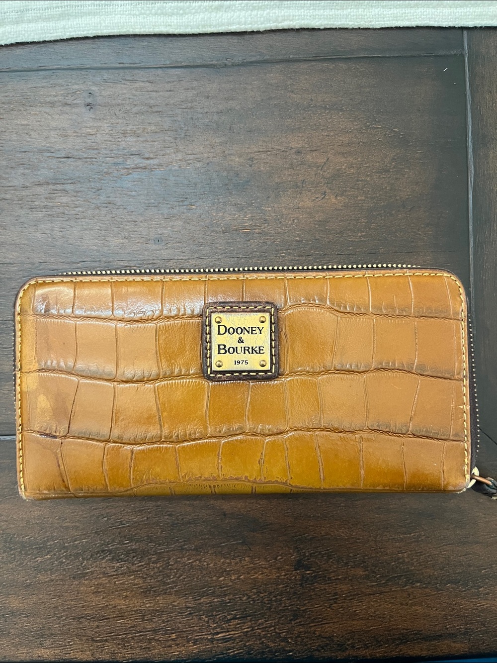 Dooney & Bourke Cognac Croc-Embossed Zip-Around Wallet